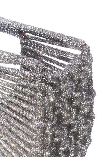 FOREVER NOOR Silver Daisy Crystal Embellished Bag at Aza Fashions FOREVER NOOR_Silver Daisy Crystal Embellished Bag _at_Aza_Fashions