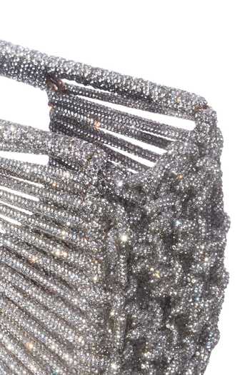 FOREVER NOOR Silver Daisy Crystal Embellished Bag at Aza Fashions FOREVER NOOR_Silver Daisy Crystal Embellished Bag _at_Aza_Fashions