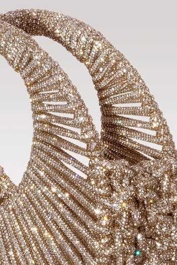 Buy FOREVER NOOR Gold Sara Crystal Embellished Bag Online at Aza Fashions Buy_FOREVER NOOR_Gold Sara Crystal Embellished Bag _Online_at_Aza_Fashions