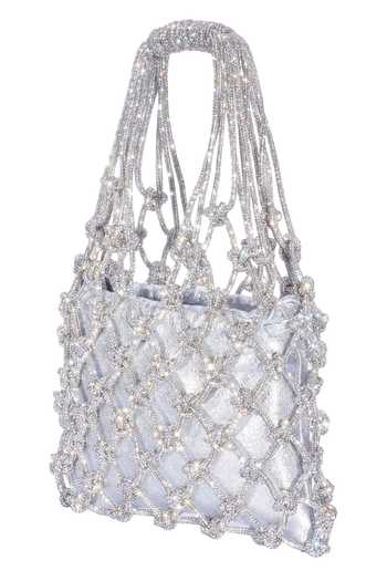 Buy FOREVER NOOR Silver Satin Mesh Rhinestone Bag Online at Aza Fashions Buy_FOREVER NOOR_Silver Satin Mesh Rhinestone Bag _Online_at_Aza_Fashions