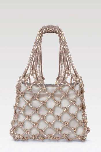 FOREVER NOOR Satin Mesh Rhinestone Bag 