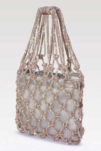 Buy FOREVER NOOR Gold Satin Mesh Rhinestone Bag Online at Aza Fashions Buy_FOREVER NOOR_Gold Satin Mesh Rhinestone Bag _Online_at_Aza_Fashions