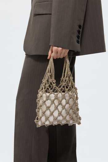 FOREVER NOOR Satin Mesh Rhinestone Bag 