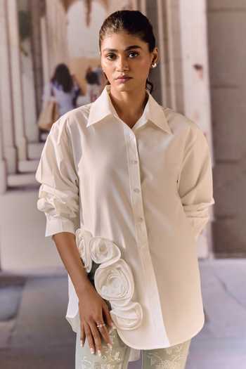 Maison Aguise 3D Rose Applique Work Shirt