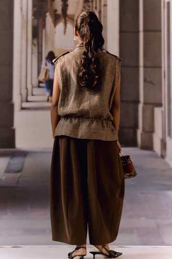 Maison Aguise Choco Barrel Leg Trouser
