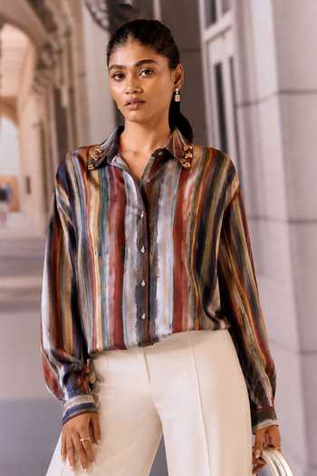 Maison Aguise Striped Pattern Shirt