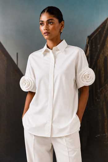 Maison Aguise Rosette Sleeve Shirt