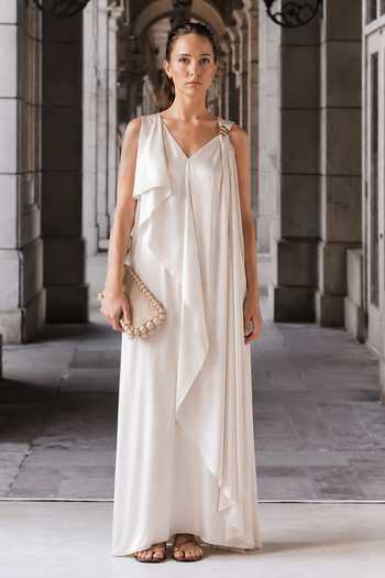 Maison Aguise Draped One Shoulder Dress 