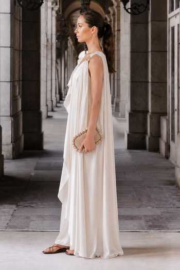 Buy Maison Aguise Ivory Satin One Shoulder Draped Dress Online at Aza Fashions Buy_Maison Aguise_Ivory Satin One Shoulder Draped Dress _Online_at_Aza_Fashions