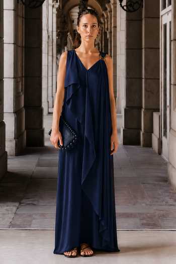 Maison Aguise V Neck Draped Dress 