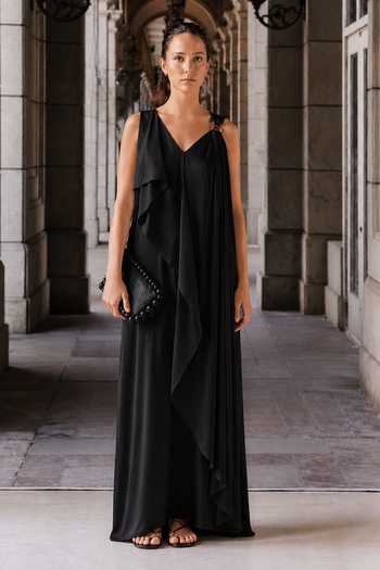 Maison Aguise V Neck Draped Dress 