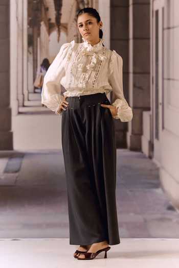 Maison Aguise Pintucked Tailored Trouser