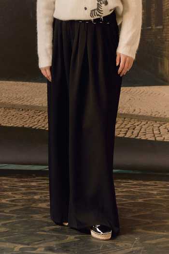 Maison Aguise Black Cotton, Twill Pintuck Tailored Trouser Online at Aza Fashions Maison Aguise_Black Cotton, Twill Pintuck Tailored Trouser _Online_at_Aza_Fashions