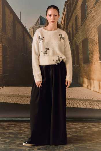 Maison Aguise Black Pintuck Tailored Trouser