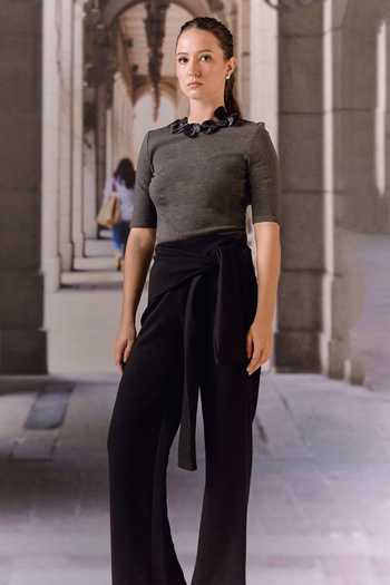 Maison Aguise Black Knit Lounge Pant Online at Aza Fashions Maison Aguise_Black Knit Lounge Pant _Online_at_Aza_Fashions