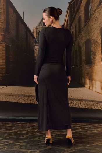 Maison Aguise Knit Tie-Waist Maxi Dress 