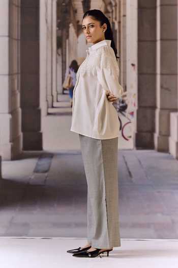 Maison Aguise Lace Detailed Sparkle Trouser
