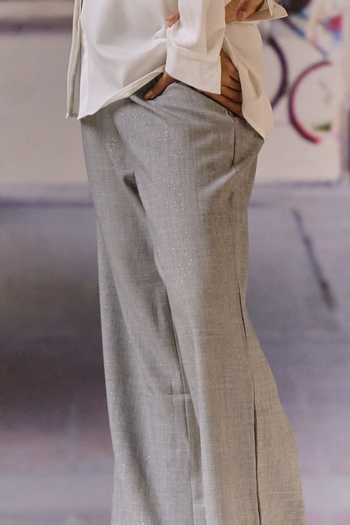 Buy Maison Aguise Grey Suiting Lace Detailed Sparkle Trouser Online at Aza Fashions Buy_Maison Aguise_Grey Suiting Lace Detailed Sparkle Trouser _Online_at_Aza_Fashions
