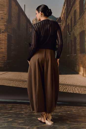 Maison Aguise Ostrich Feather Floral Applique Cardigan 