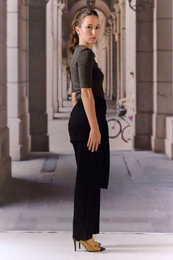 Shop Maison Aguise Black Knit Round Neck Floral Applique Top Online at Aza Fashions Shop_Maison Aguise_Black Knit Round Neck Floral Applique Top _Online_at_Aza_Fashions