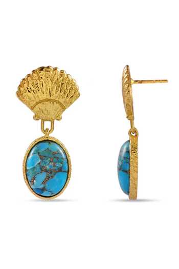 Arvino Blue Turquoise Shell Drop Earrings Online at Aza Fashions Arvino_Blue Turquoise Shell Drop Earrings _Online_at_Aza_Fashions