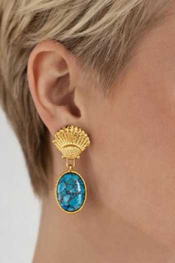 Buy Arvino Blue Turquoise Shell Drop Earrings Online at Aza Fashions Buy_Arvino_Blue Turquoise Shell Drop Earrings _Online_at_Aza_Fashions