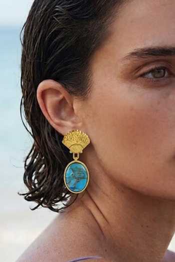 Arvino Turquoise Shell Drop Earrings 