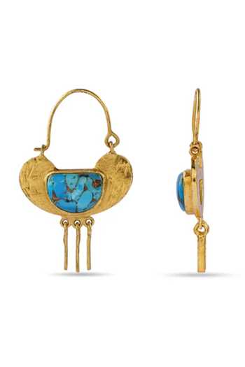 Arvino_Blue Turquoise Crescent Earrings _Online_at_Aza_Fashions