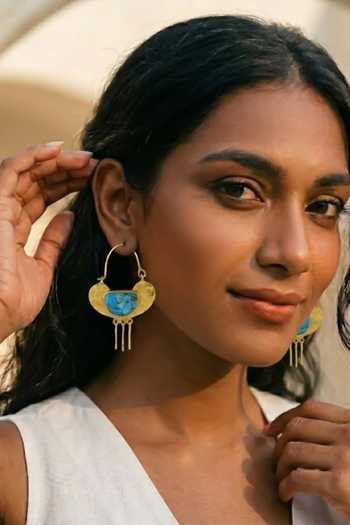 Arvino Turquoise Crescent Earrings 