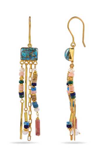 Arvino_Blue Turquoise Nomad Tassel Earrings _Online_at_Aza_Fashions