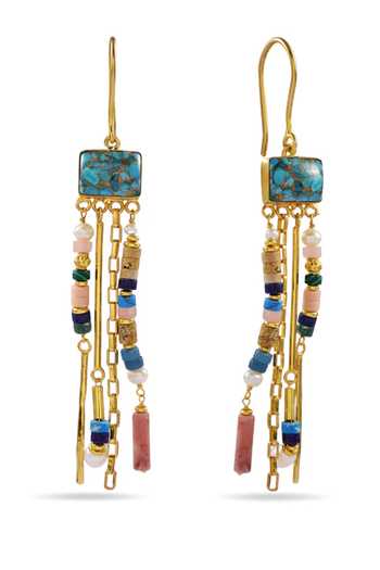 Arvino Turquoise Nomad Tassel Earrings 