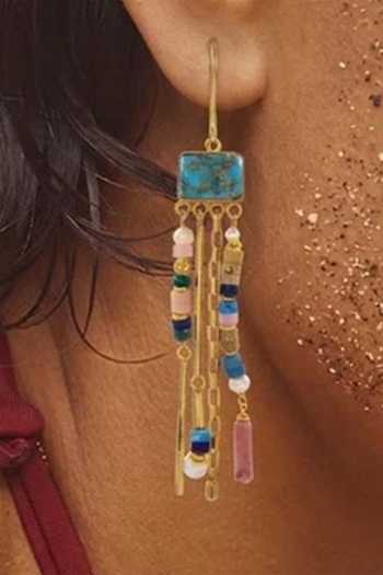 Buy_Arvino_Blue Turquoise Nomad Tassel Earrings _Online_at_Aza_Fashions