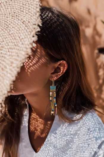 Shop_Arvino_Blue Turquoise Nomad Tassel Earrings _Online_at_Aza_Fashions
