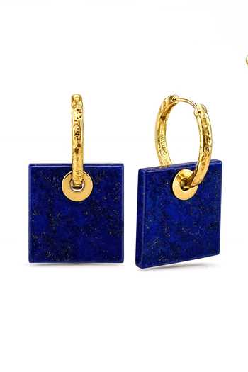 Arvino_Blue Lapis Lazuli Square Hoop Earrings _Online_at_Aza_Fashions