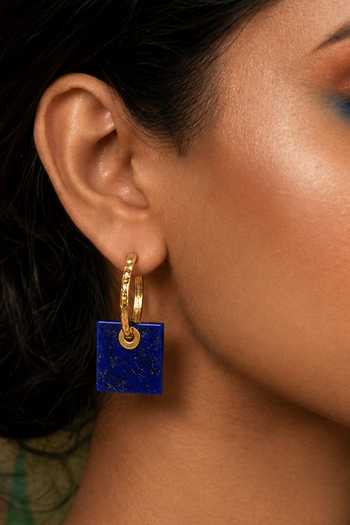 Buy_Arvino_Blue Lapis Lazuli Square Hoop Earrings _Online_at_Aza_Fashions