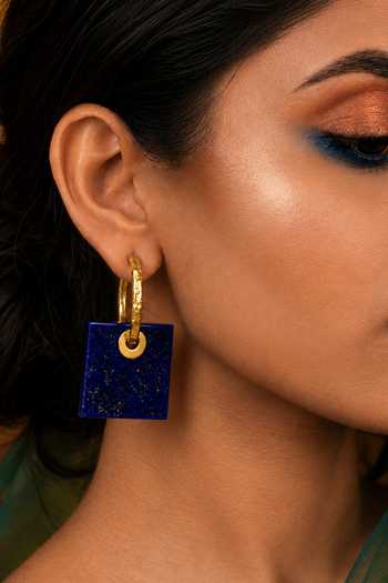 Arvino_Blue Lapis Lazuli Square Hoop Earrings _at_Aza_Fashions