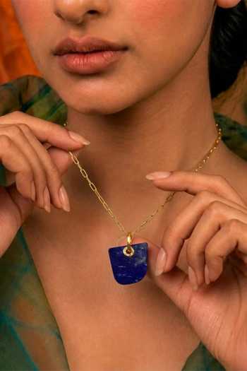 Shop_Arvino_Blue Lapis Shield Pendant Necklace _Online_at_Aza_Fashions