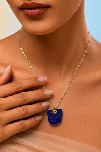 Arvino Lapis Shield Pendant Necklace 