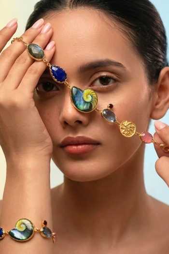 Arvino Nautilus & Multi Gem Charm Bracelet 