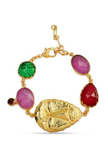 Arvino Tribal Mask & Multi Gem Charm Bracelet 