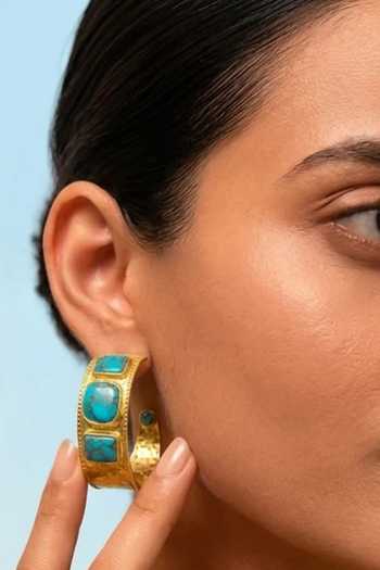 Buy Arvino Blue Turquoise Statement Hoop Earrings Online at Aza Fashions Buy_Arvino_Blue Turquoise Statement Hoop Earrings _Online_at_Aza_Fashions