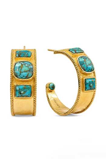 Shop Arvino Blue Turquoise Statement Hoop Earrings Online at Aza Fashions Shop_Arvino_Blue Turquoise Statement Hoop Earrings _Online_at_Aza_Fashions