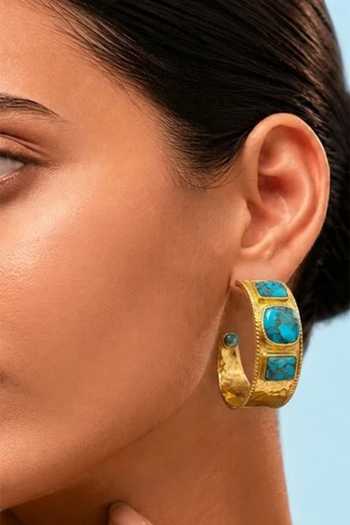 Arvino Turquoise Statement Hoop Earrings 