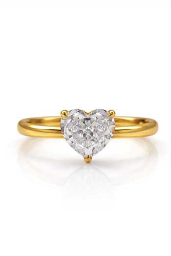 Arvino_Gold Plated Solitaire Heart Crystal Teardrop Ring _Online_at_Aza_Fashions