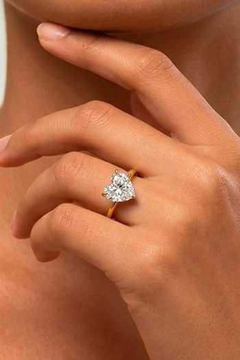 Buy_Arvino_Gold Plated Solitaire Heart Crystal Teardrop Ring _Online_at_Aza_Fashions