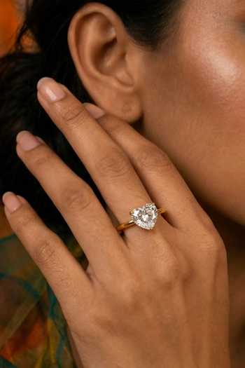 Arvino Solitaire Heart Crystal Teardrop Ring 