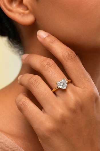 Shop_Arvino_Gold Plated Solitaire Heart Crystal Teardrop Ring _Online_at_Aza_Fashions
