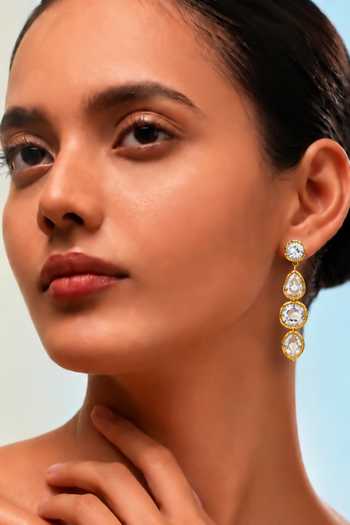 Arvino Crystal Trio Drop Statement Earrings 