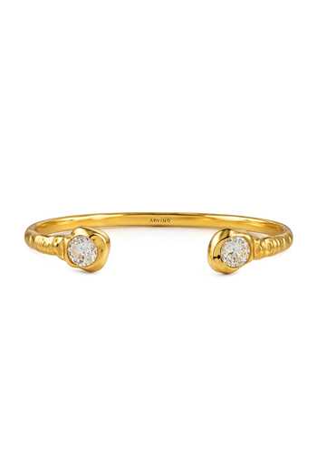 Arvino_Gold Plated Dual Stone Open Cuff Bracelet _Online_at_Aza_Fashions