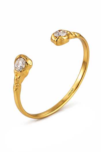 Arvino Dual Stone Open Gold Cuff Bracelet 